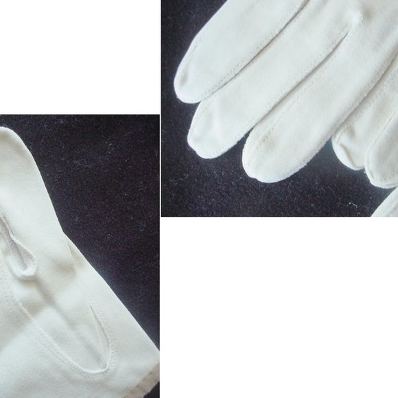 VINTAGE GLOVES BEIGE WITH BROWN APPLIQUE TRIM SMALL SIZE - Picture 5 of 5